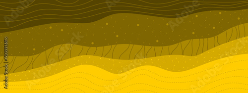 Abstract curvy yellow soil layers. Sedimentary strata