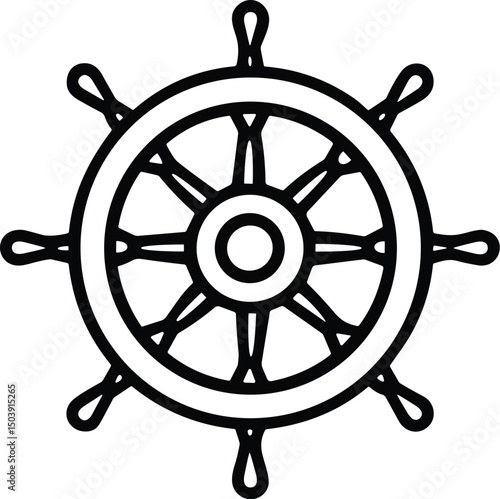 Ship helm vector black silhouette cricut design for T-Shirt