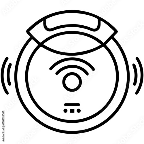Round robot vacuum cleaner icon in minimalistic modern style