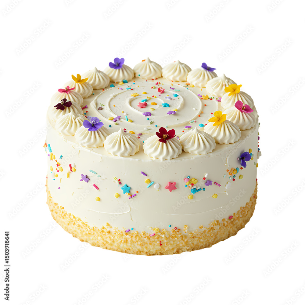 Delicious Vanilla Cake with Sprinkles Flowers Bakery Cake Delicious Vanilla Cake with Sprinkles Flowers Bakery Cake