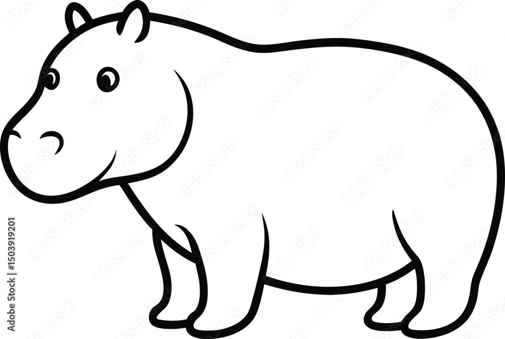 Obraz premium line art of a hippopotami on the white background