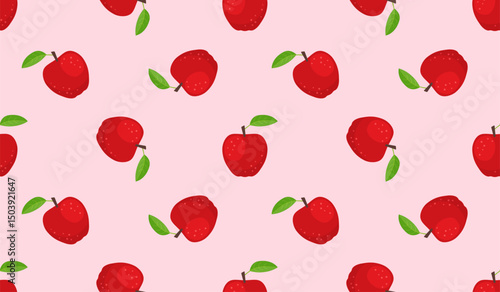 Cartoon red apple seamless pattern
