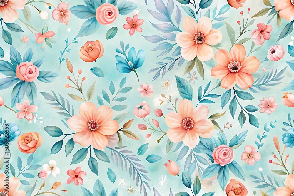 Blue and pink floral pattern Blue and pink floral pattern