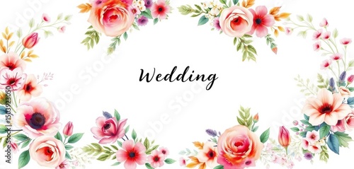 Elegant watercolor floral wedding invitation card templates, featuring various bouquets and wreaths, download, marriage