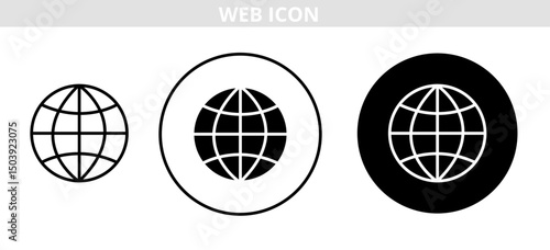 Web Icon, Go To Website, Internet Icon, Global Search, Flat Web Icon, Transparent Background, Line Art Icon, Web Navigation Symbol, Internet Access Icon, Simple Flat Design, Vector Icon
