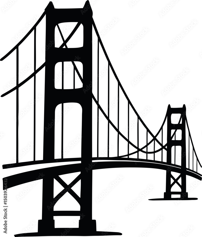 Fototapeta premium Golden Gate Bridge SVG Cut Files for Cricut & Silhouette 