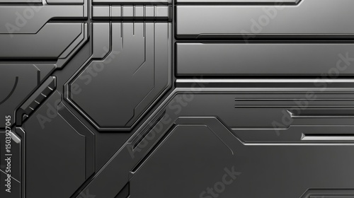 Fototapeta Naklejka Na Ścianę i Meble -  Detailed Close-Up of Futuristic Metallic Panel Design, Spacecraft texture