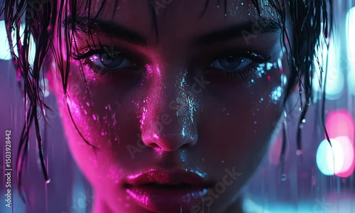 Woman portrait neon colors
