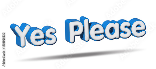 Canvastavla 3D elegant text design featuring the playful and polite quote “Yes Please” with modern, refined typography