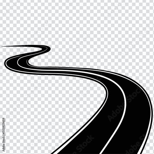 Winding Road From Top Design Vector 2025