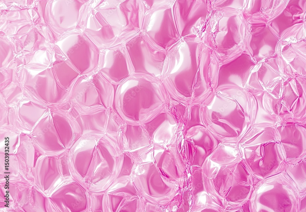 Fototapeta premium Pink bubble wrap texture background, pink metallic foil pattern, bubbles and dots