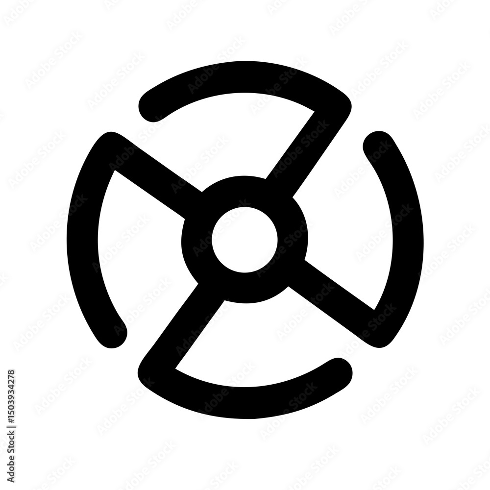 Fototapeta premium Abstract Black and White Radial Design with Rounded Edges and Central Circle Minimalist Graphic Element for Creative Projects and Logos