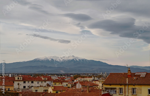 Snow Picks of Pyrenees Towering over Perpignan France