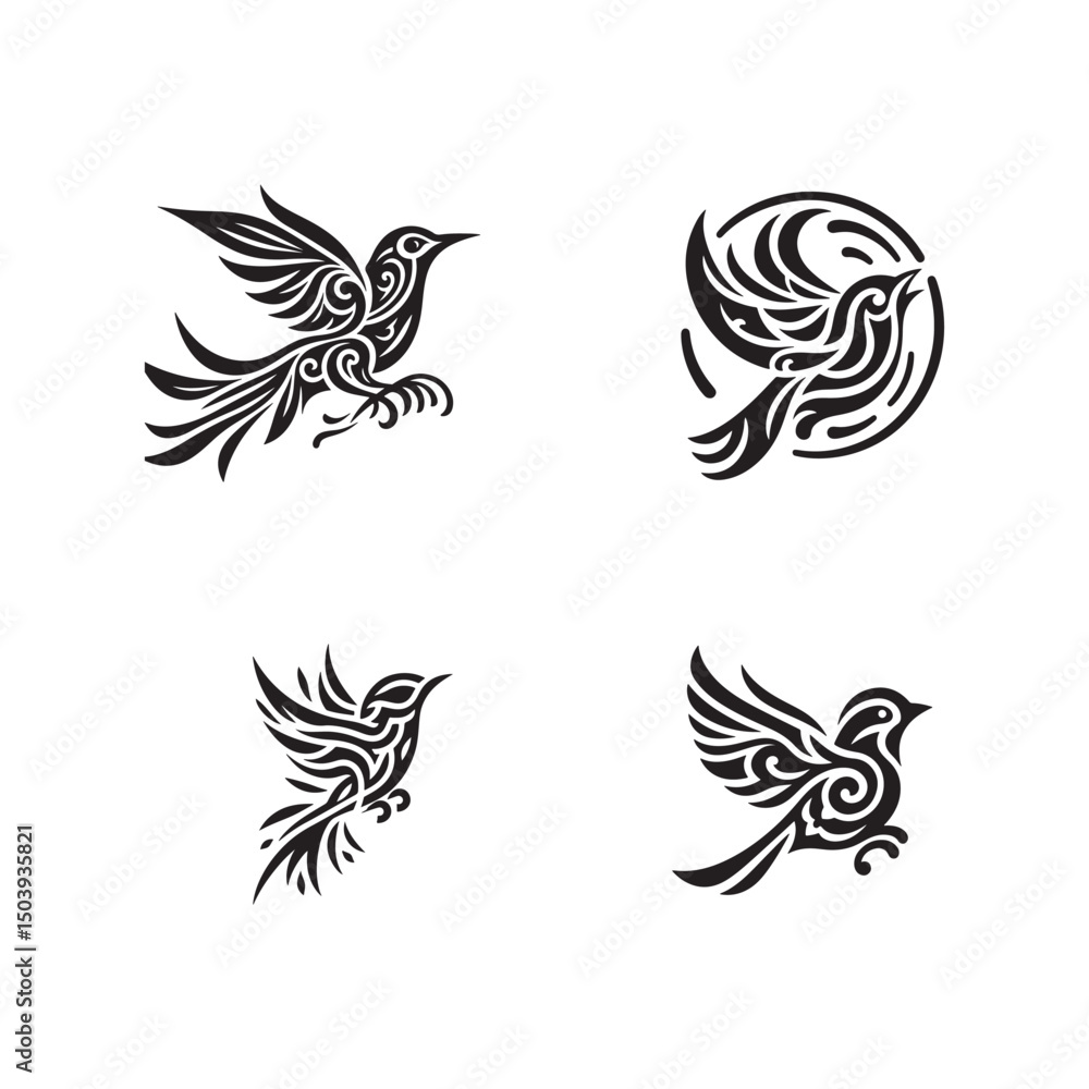 Obraz premium set of tribal bird icons
