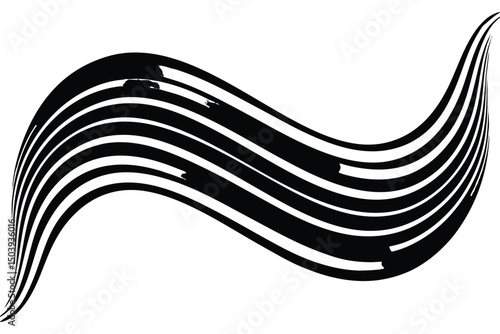 Abstract curved parallel lines in black and white minimalist modern design