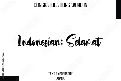 Indonesian Selamat   - Complimenti  -Congratulations Word Cursive Bold Typography Text Phrase