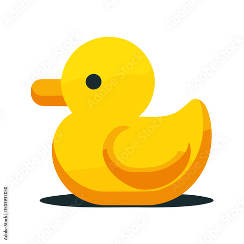 Vector icon of a cheerful yellow duck in minimalist design on transparent background for early learning and playful branding concept