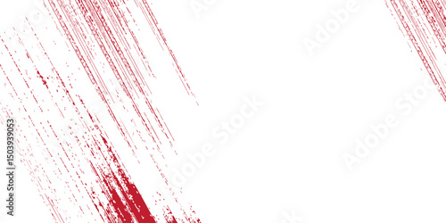 Straight red ink vector lines pack. Bloody color long and round hand-drawn brushstroke text highlights, frames, circles.