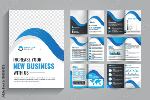 Professional Company Profile Brochure Design, Modern & Creative 12 page  bi fold Business Brochure Template