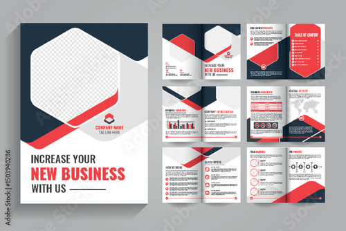 12 page  bi fold Business Brochure Template, Company Profile Brochure Design, Modern & Creative