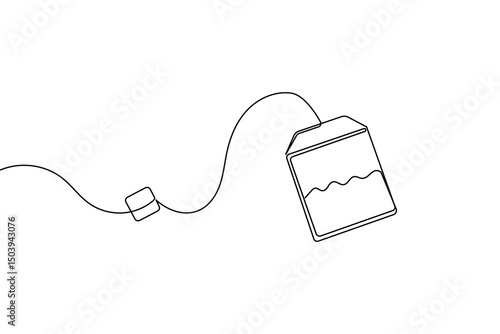 Tea bag continuous one line drawing and minimalist style isolate outline vector icon