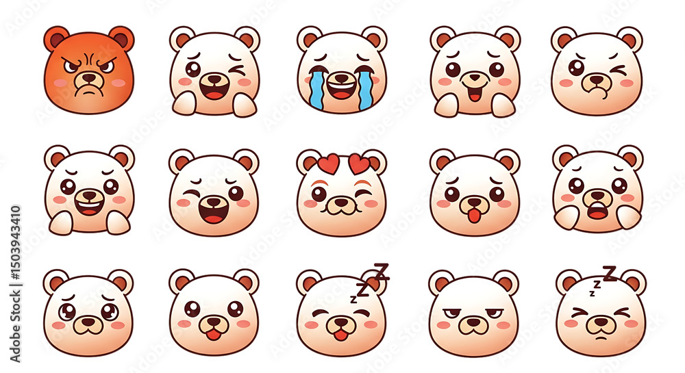 emoji pack with adorable cartoon emoticons emoji pack with adorable cartoon emoticons