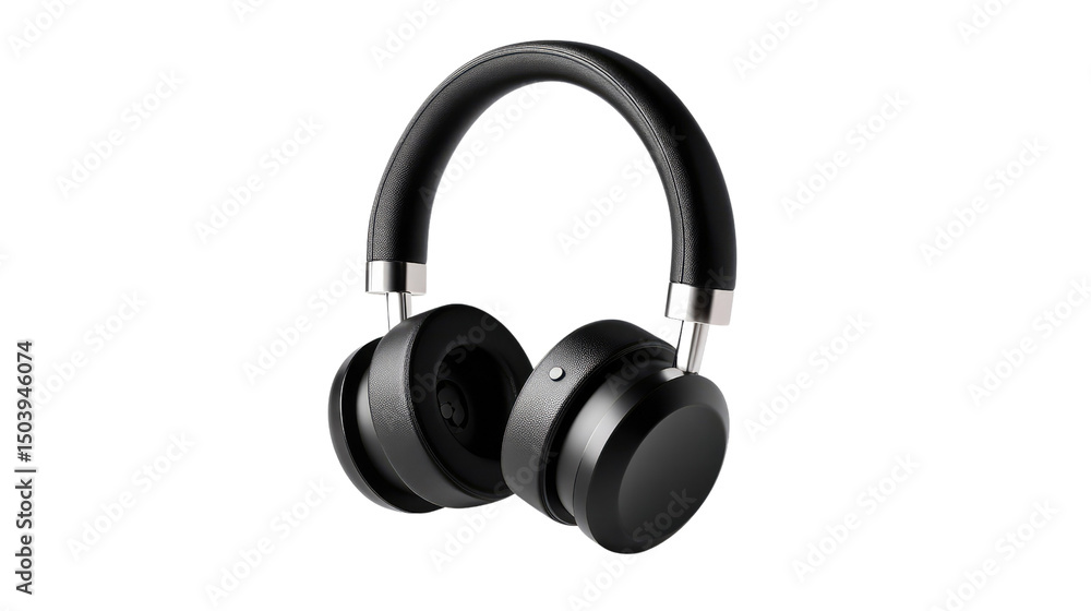 Sleek Audio Companion: An up-close shot showcasing an elegant pair of black headphones, blending a modern design with refined audio quality, ready to transport you into a world of immersive sound. Sleek Audio Companion: An up-close shot showcasing an elegant pair of black headphones, blending a modern design with refined audio quality, ready to transport you into a world of immersive sound.