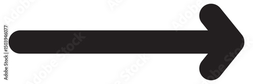 Long black arrow icon vector. long arrow icon. Black long arrow pointing to the right. Straight long arrow icon, right thin line.  Arrows vector illustration.