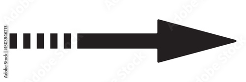 Black horizontal straight arrow. Thin long arrow vector icon. Right thin line, black cursor. Straight thin line arrow isolated on white background.