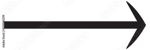 Black horizontal straight arrow. Thin long arrow vector icon. Right thin line, black cursor. Straight thin line arrow isolated on white background.