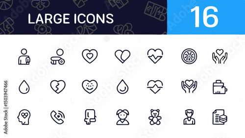 Collection of various line art icons including people, hearts, and miscellaneous objects displayed together created with generated ai