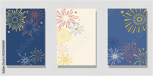 Wallpaper Mural Summer fire work illustration. set of template decoration with colorful fire works. Vector illustraiton. Torontodigital.ca