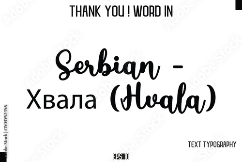 Serbian - Хвала (Hvala)    - Thank You ! Word Elegant Cursive Text Typography Phrase
