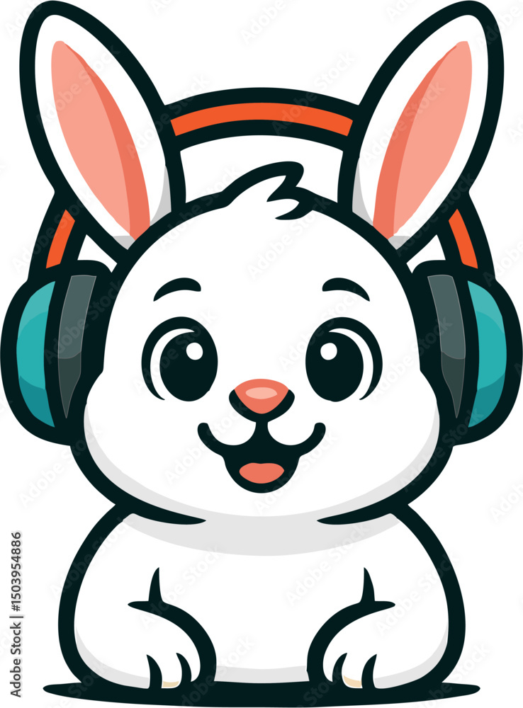 Fototapeta premium cute and adorable rabbit listening to music