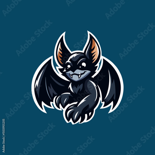 Cute Vampire Bat Mascot Character Vector Design for Cartoon Halloween Animal Emblem Flying Funny Spooky Adorable Symbol Flat Illustration Fantasy Night Creature Logo Badge Comic Monster