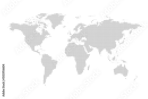 World map made from small AI chips or processor, halftone artificial intelligence and world map combination design