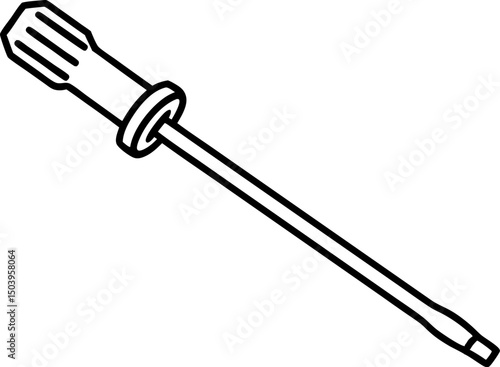 Screwdriver With Screw Line Art Vector Illustration
