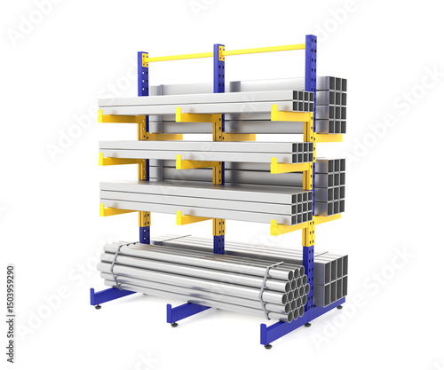 Billede på lærred cantilever racking, steel tube, pipe storage, warehouse shelf, industrial system
