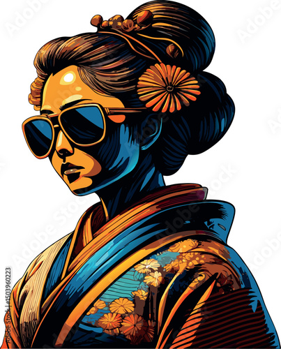 bellissima geisha con gli occhiali da sole 01
