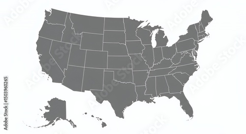 United States Map: A Grey Scale Representation of the Fifty States and Territories