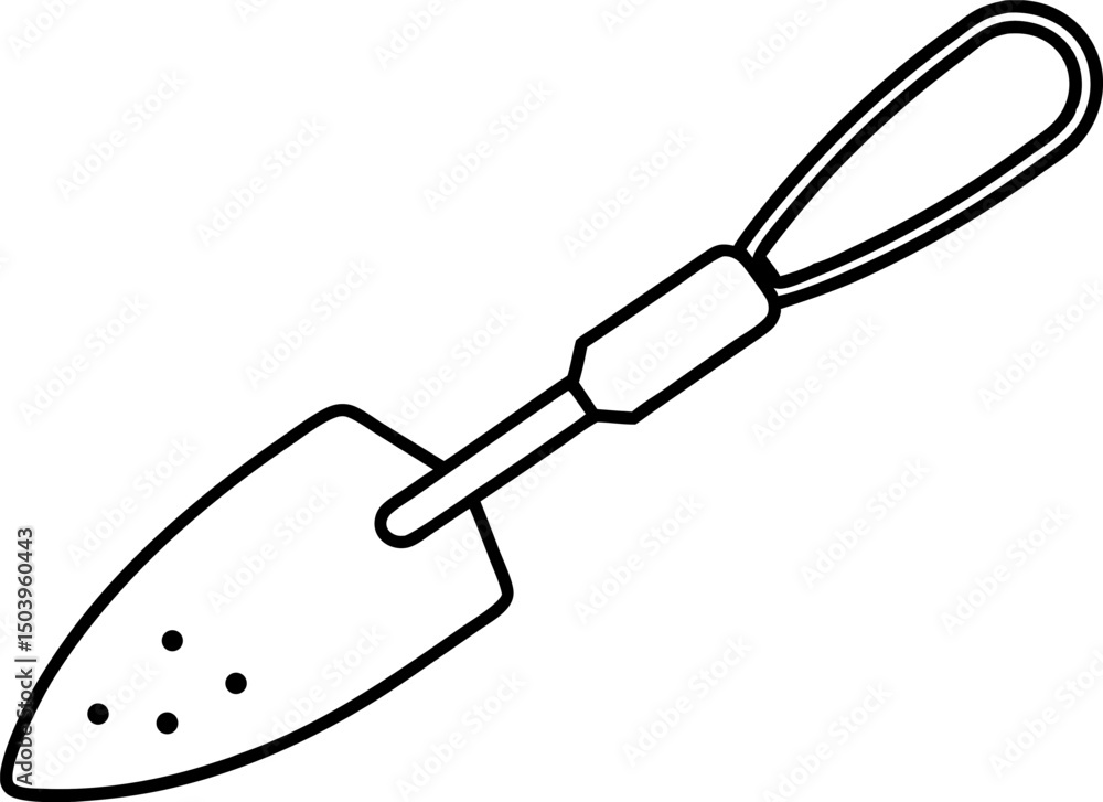 Obraz premium Trowel With Dirt Line Art Vector Illustration