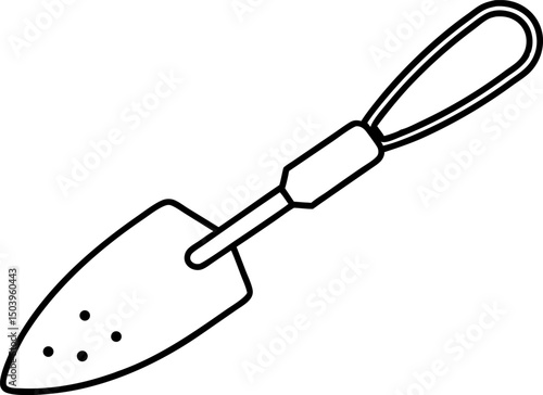 Trowel With Dirt Line Art Vector Illustration