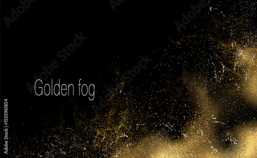 Exquisite isolated golden wavy background with bright glitter.