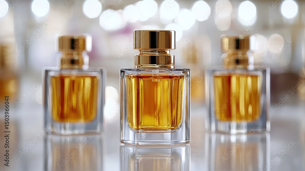 Luxury Perfume Bottles, Golden Cap, Amber Scent Luxury Perfume Bottles, Golden Cap, Amber Scent