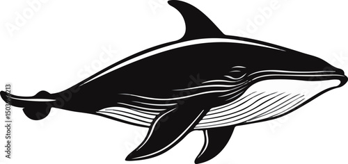 Powerful Swimming Whale Silhouette
