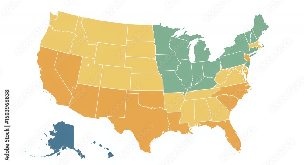 Obraz premium United States Regional Map: A Visual Representation of Data