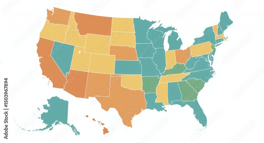 Obraz premium United States Map: Regional Data Visualization