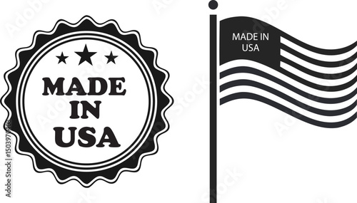 set of usa labels,made in the usa labels,made in the usa logo, made in the usa flage,usa flage,american product emblem  silhouette illustration.