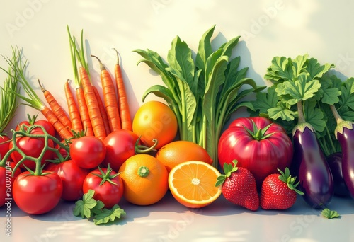 Fototapeta Naklejka Na Ścianę i Meble -  colorful nutrient chart featuring vibrant fruits vegetables nutritional information breakdown health enthusiasts, rainbow, lgbtq, lgbt, pride, love