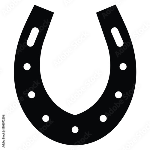 Bold Black Horseshoe with Circular and Oblong Cutouts Design